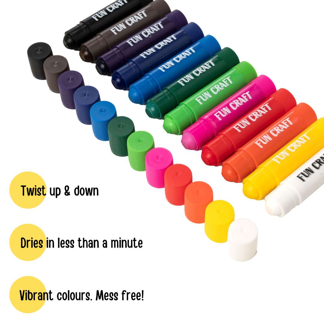 Paints Sticks, Paint &amp; Paint Brushes, Painting Kit, Assorted Coloured Paint, Mess-Free Paint