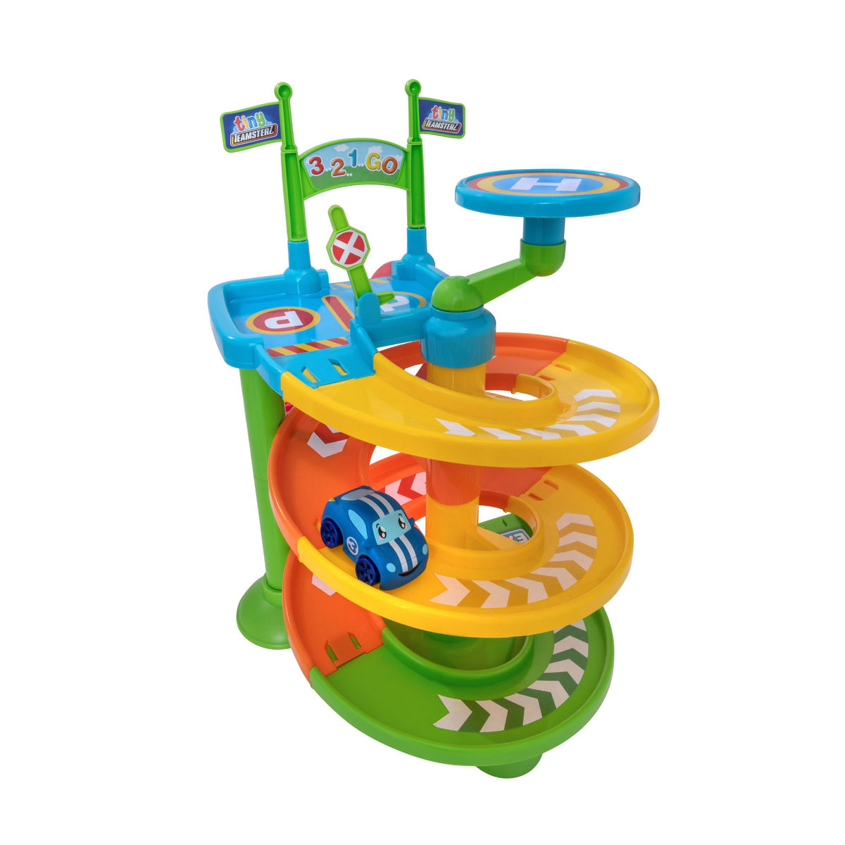 Tiny Teamsterz Spiral Raceway Launcher | Includes 1 Soft Touch Car