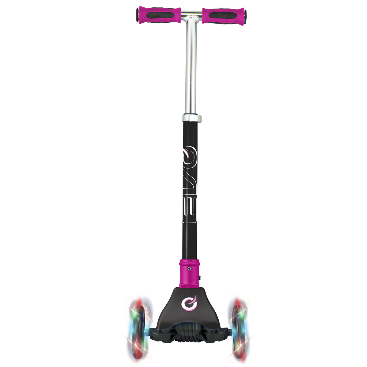 EVO Kids 3 Wheeled Scooter with light up wheels, featuring a sturdy design, bright colours, perfect for young riders.