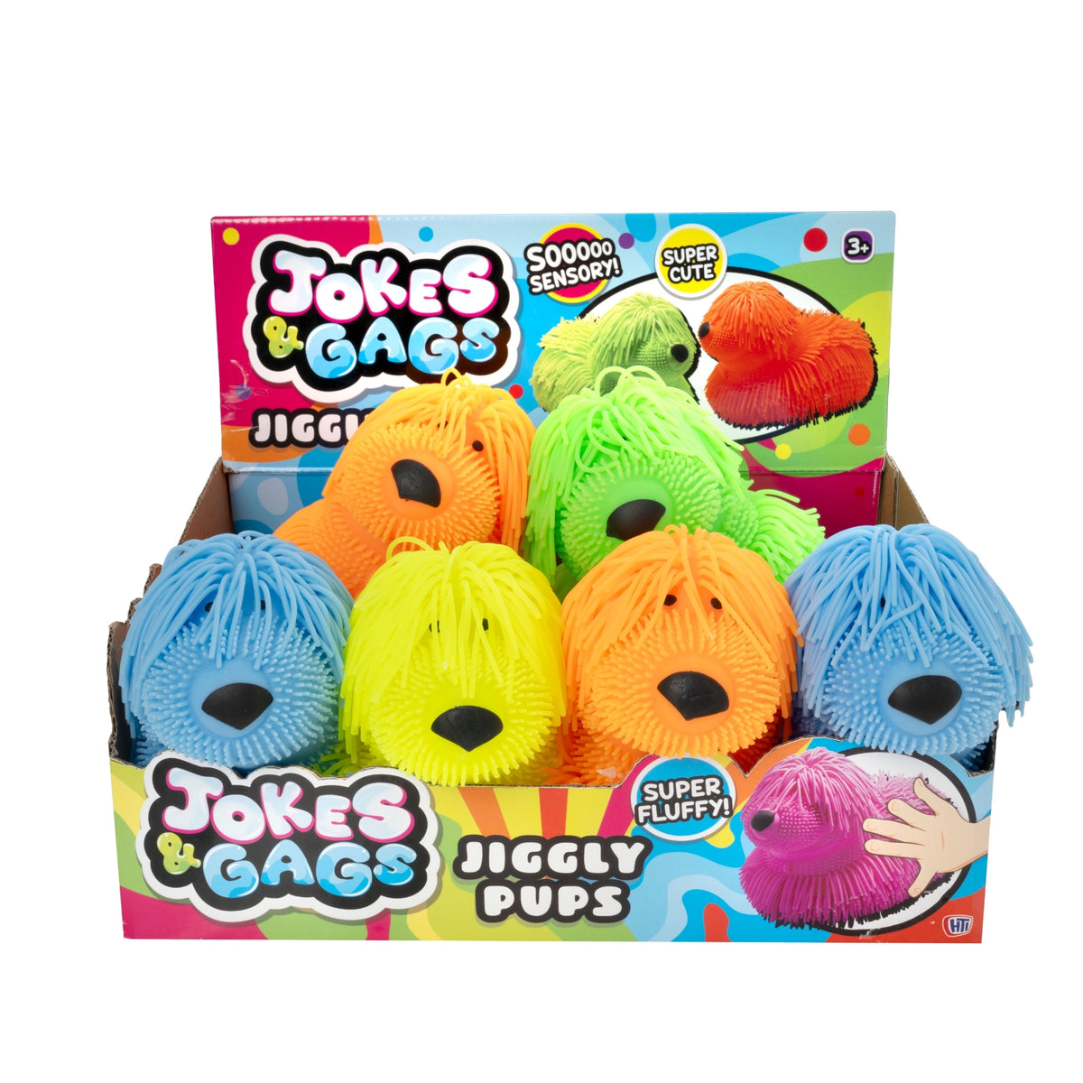 Jokes &amp; Gags Jiggly Pups  - 6 Large Sensory Long Haired Pups