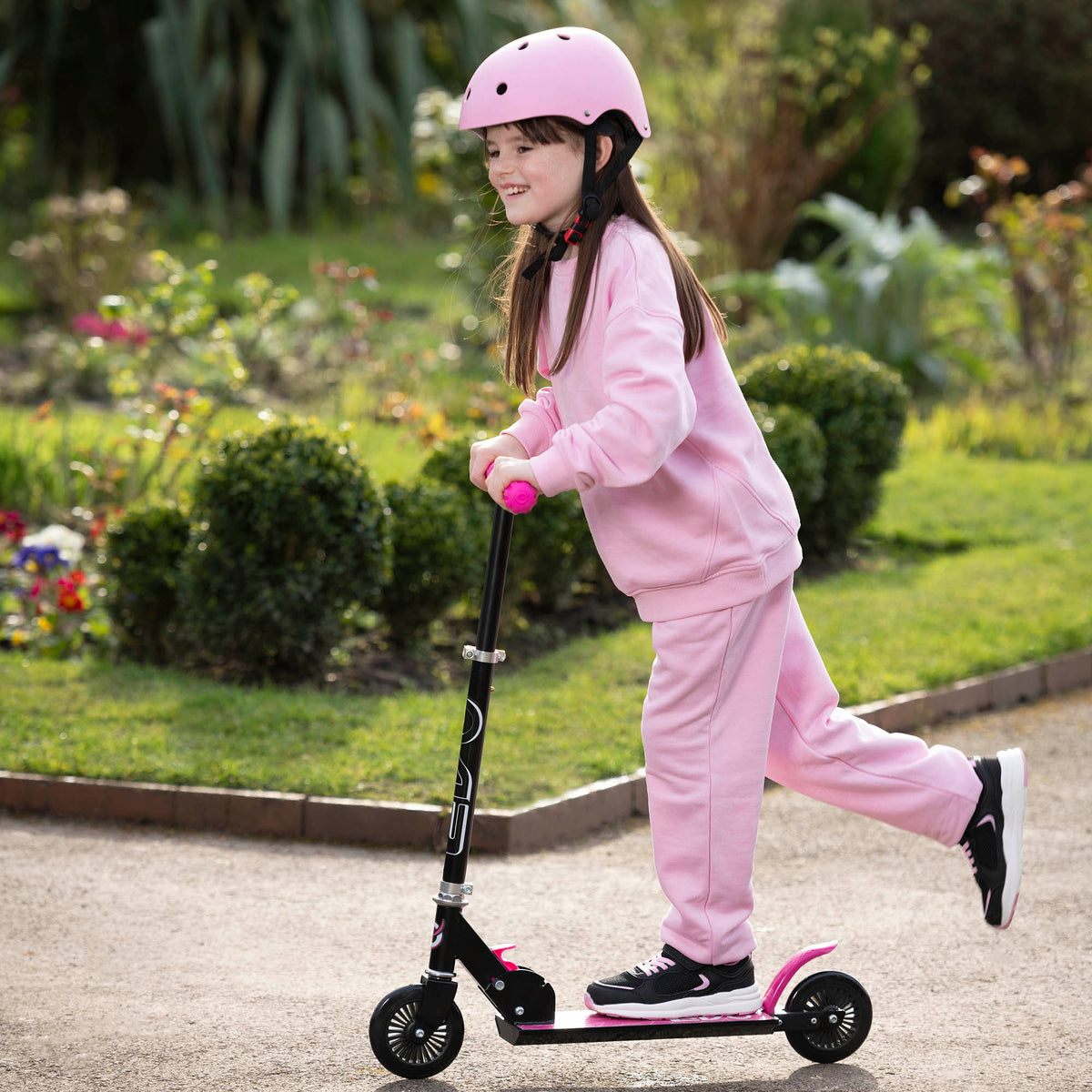 EVO Children&#39;s Inline Scooter for Kids Ages 5 and Up with Adjustable Handlebar, perfect for enhancing motor skills and outdoor fun.