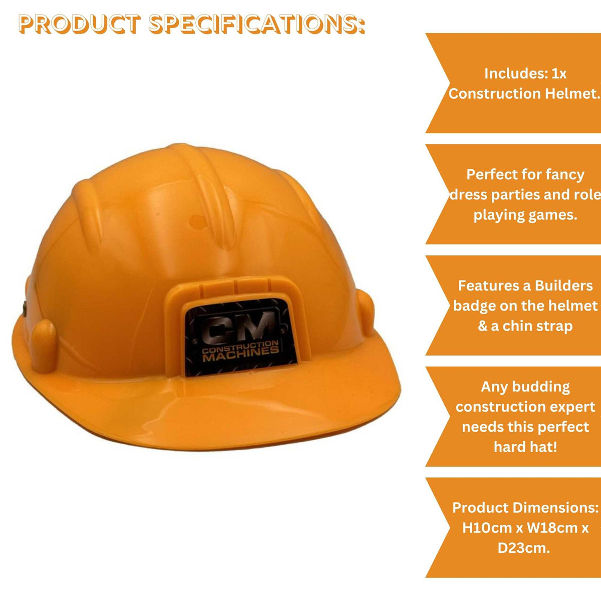 Childrens Yellow Hard Construction Helmet Fancy Dress