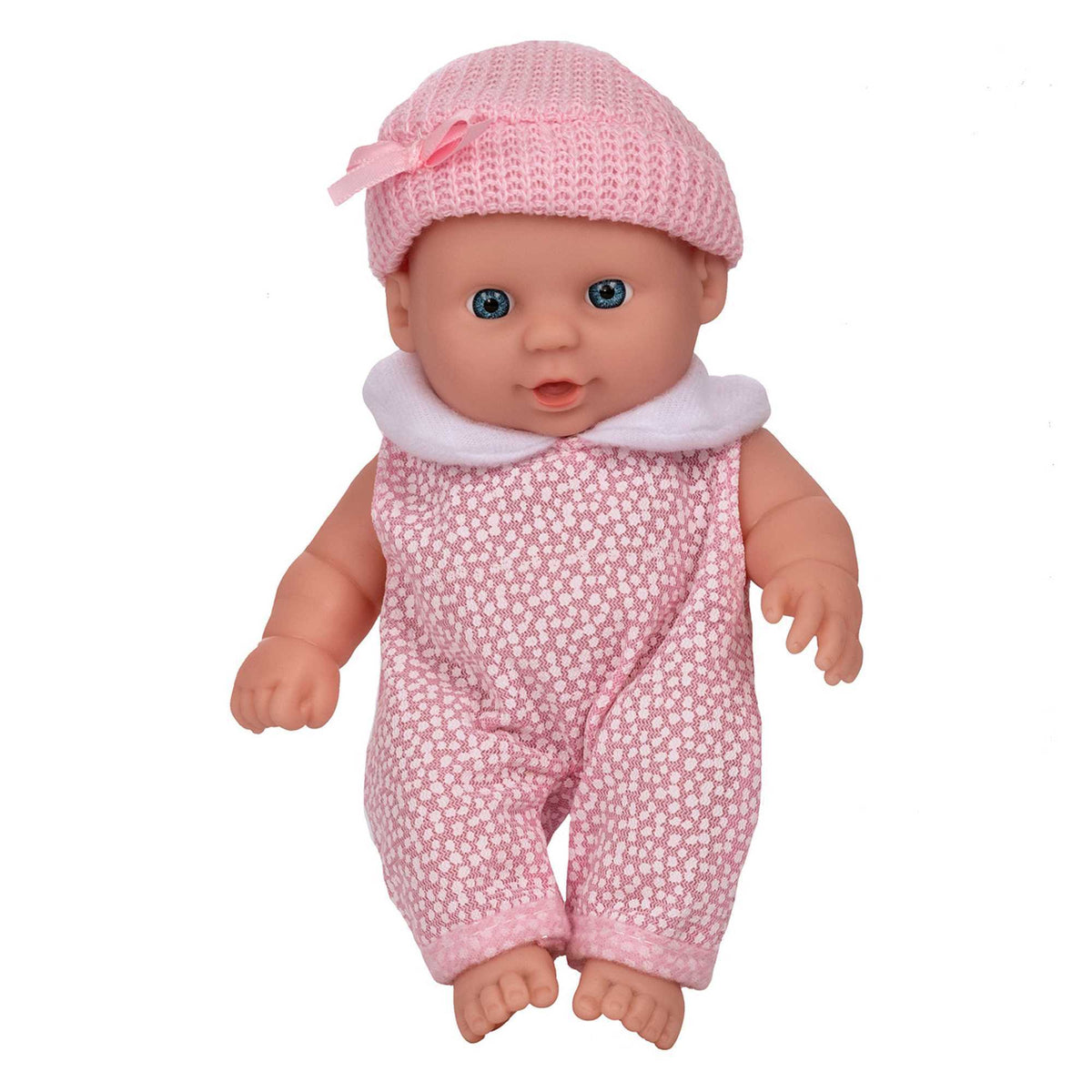 BabyBoo Cutie Baby Doll available in blue and pink outfits, featuring a soft, cuddly body, lifelike facial features, and gentle expression, perfect for nurturing role-play and snuggling.