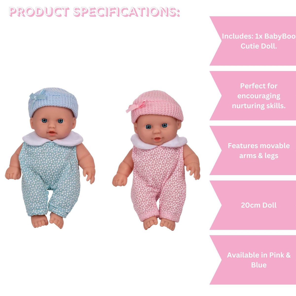BabyBoo Cutie Baby Doll - Pink Dolls