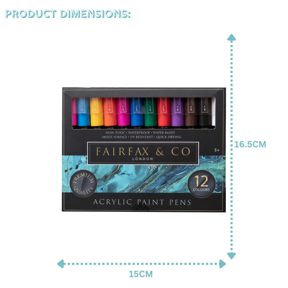 FairFax &amp; Co Deluxe Acrylic Paint Pen Set - 12 Pens Art Supplies