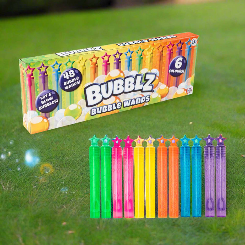 Bubblz 48er-Pack Seifenblasenstäbe - Seifenblasenlösung inklusive