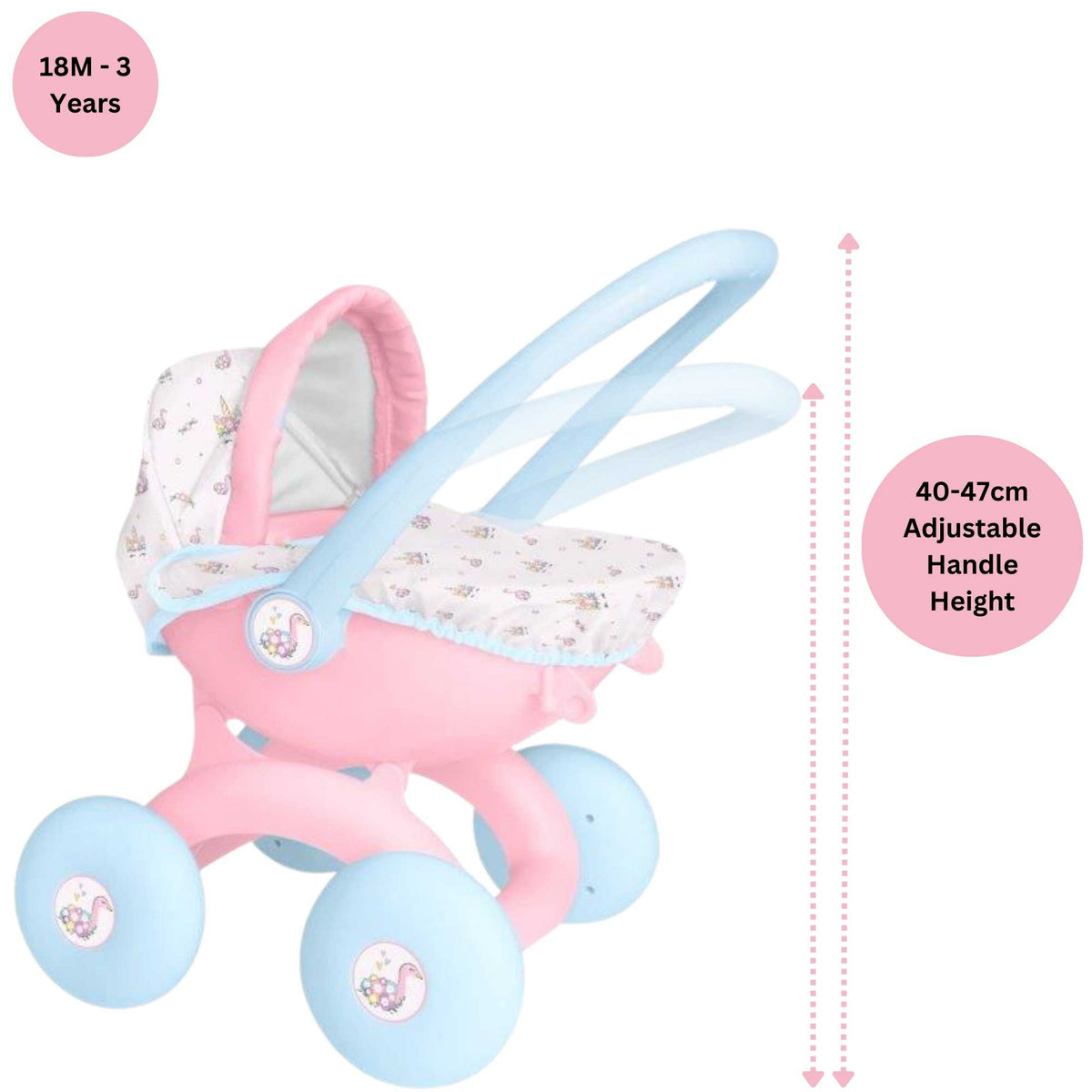 BabyBoo My First 4-IN-1 Interchangeable Dolls Pram - Versatile doll pram with multiple configurations for imaginative play