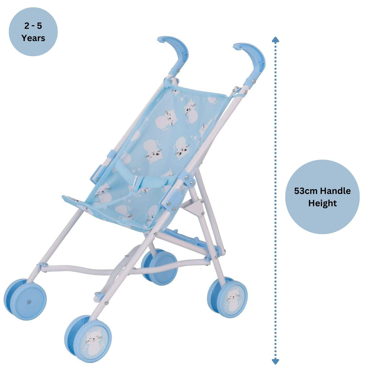 BabyBoo Kitty Dolls Stroller - Cute and durable doll stroller featuring a playful kitty design for imaginative playtime adventures.