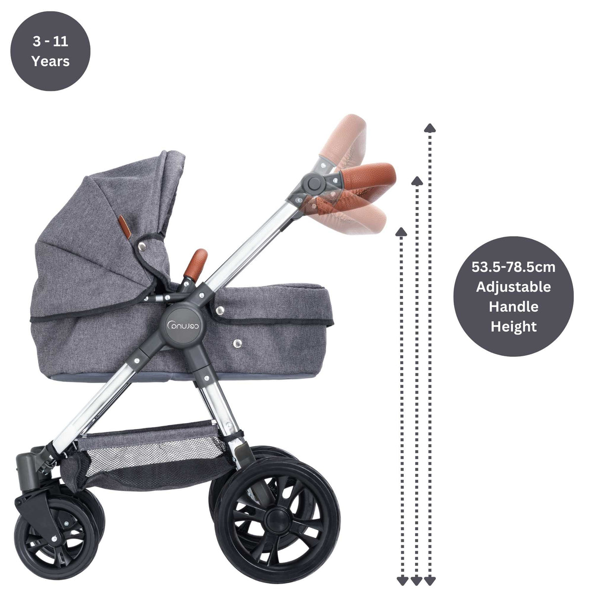 Celuna Premium Dolls Travel System - versatile doll stroller with 4 pram modes for comprehensive playtime options, stylish and sturdy design