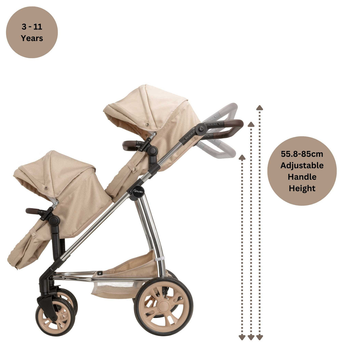 Celuna Premium Twin Dolls Travel System - versatile doll stroller with 9 play patterns, perfect for twins, stylish and durable design