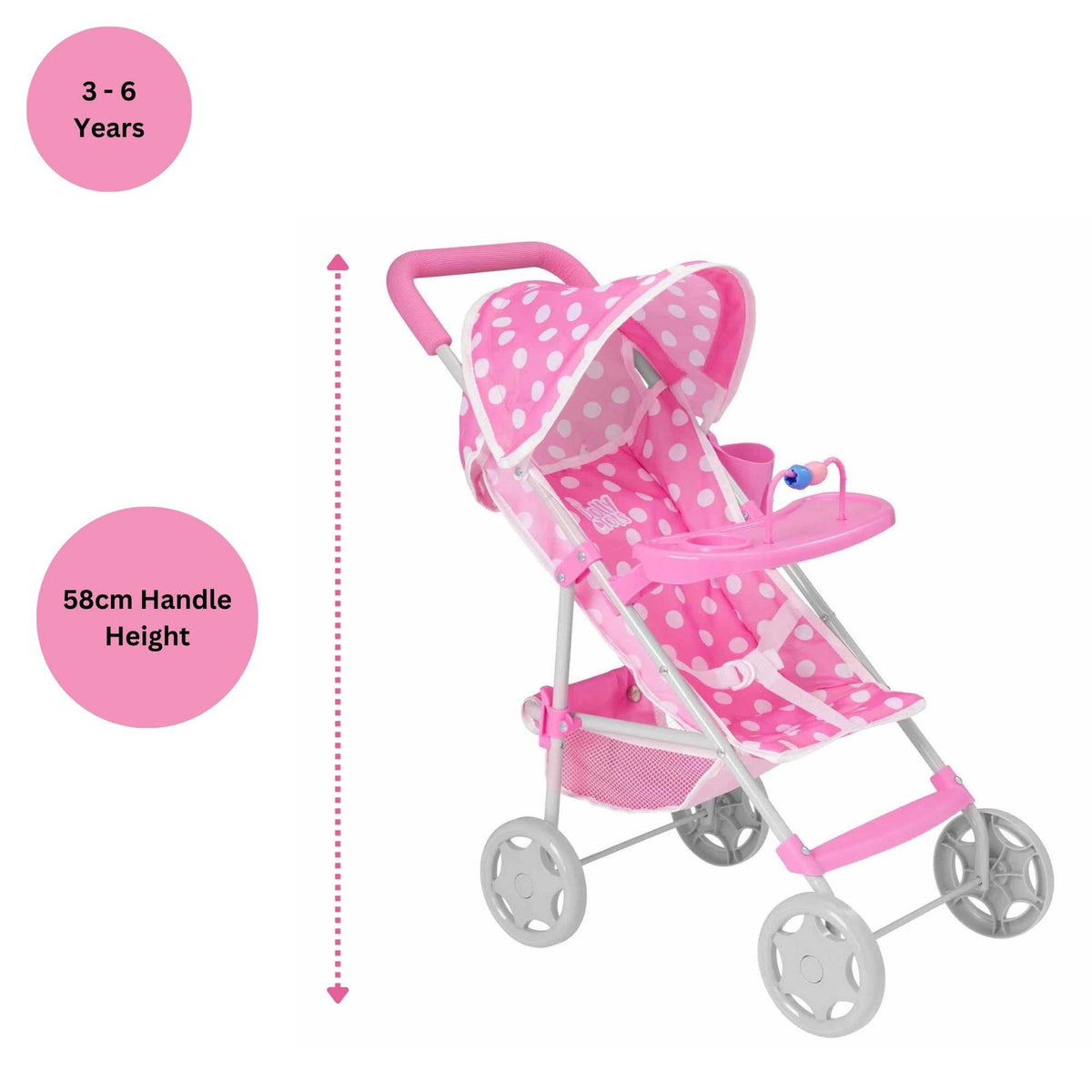 Dolly Tots Playtime Dolls Pushchair - Fun and Functional Toy Pushchair for Dolls, Perfect for Playtime