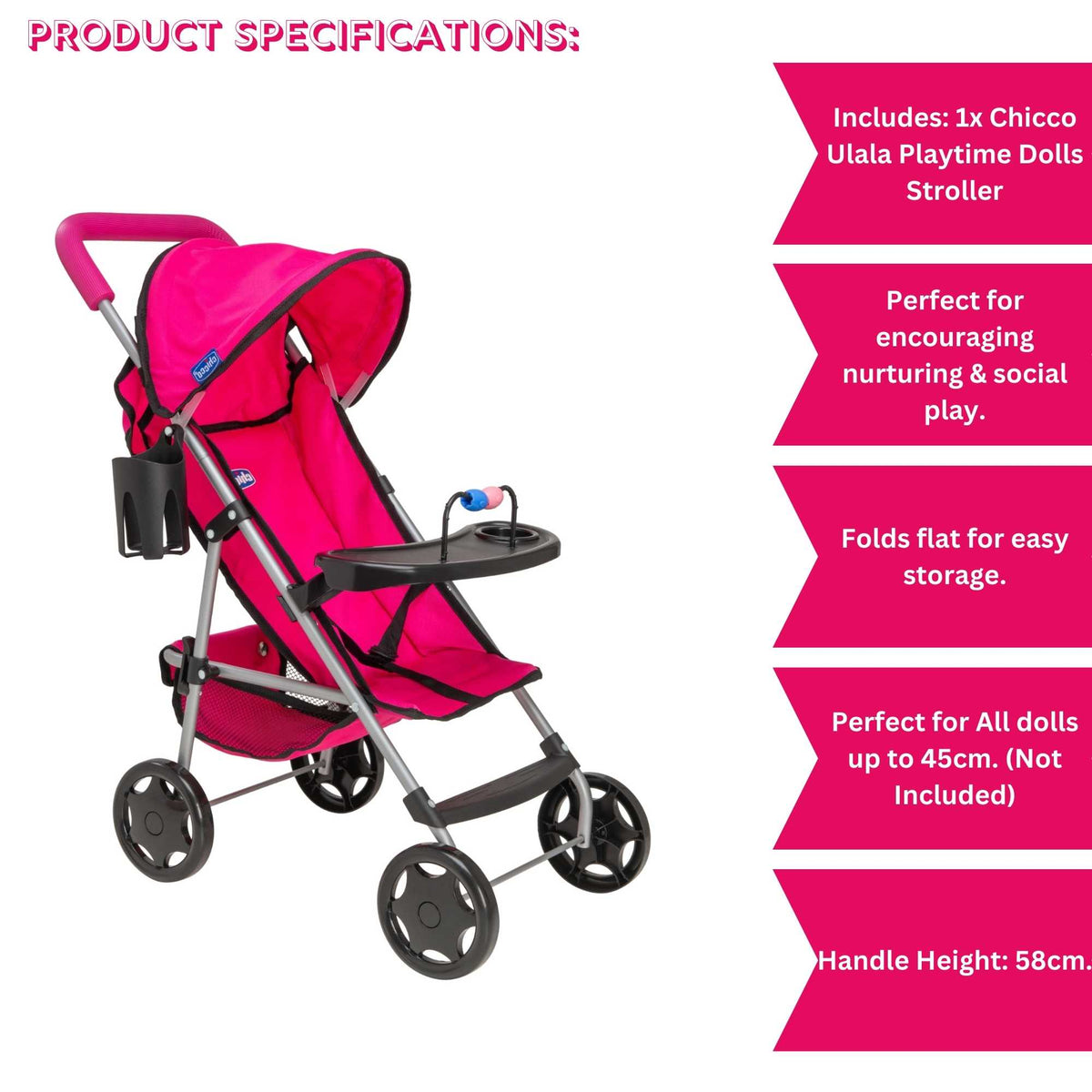 Chicco Ulala Playtime Dolls Pushchair - stylish, durable, and fun doll stroller for kids