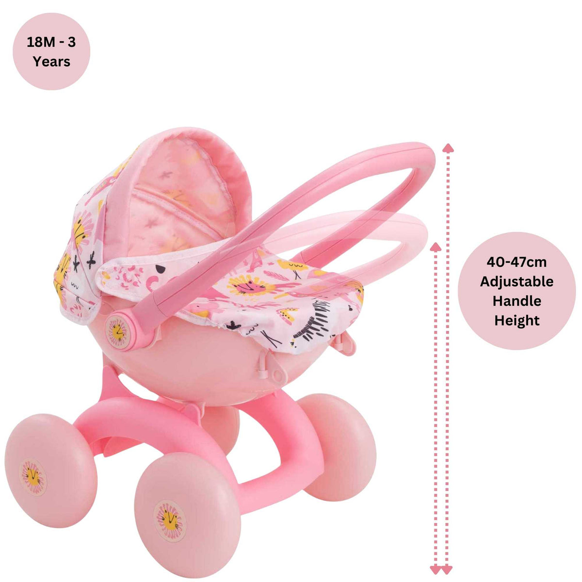 BabyBoo Bambino Jungle Print 4-IN-1 Dolls Pram