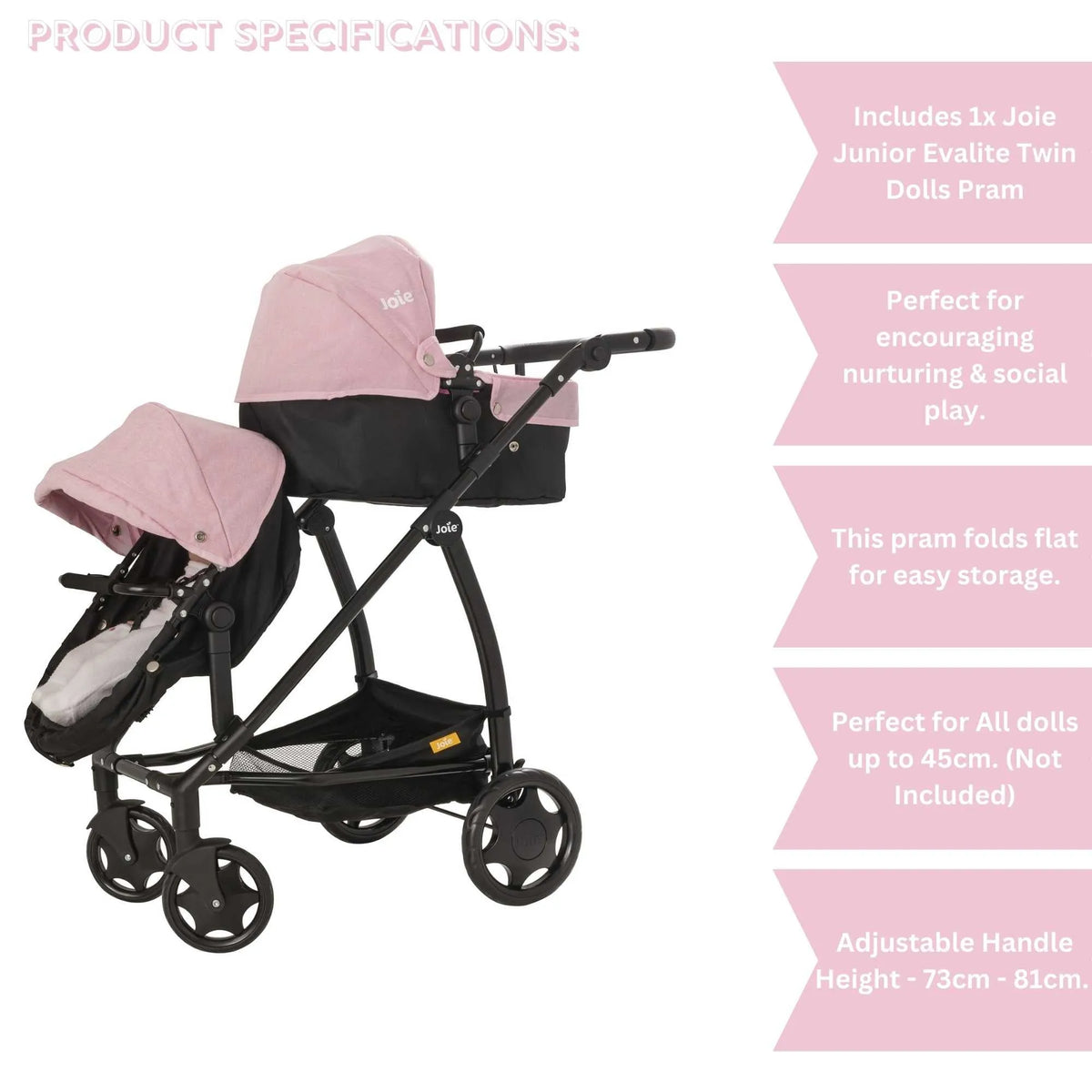 Joie Evalite Twin Dolls Pram - 9 Play Modes Prams