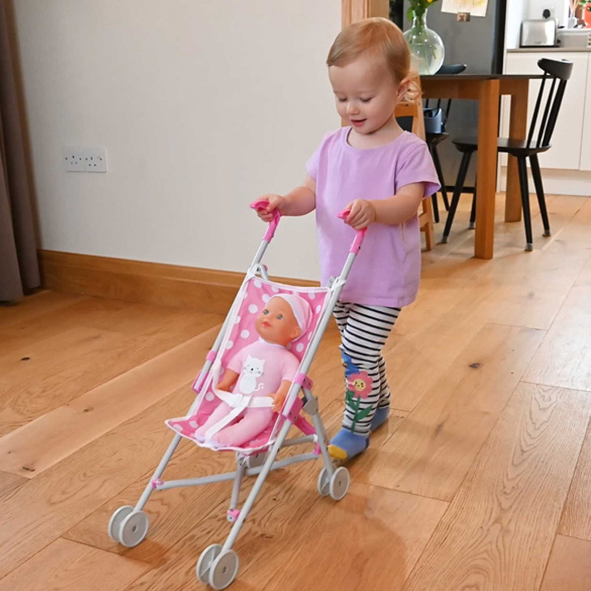 Dolly Tots Dolls Single Stroller - Lightweight and Easy-to-Use Toy Stroller for Dolls