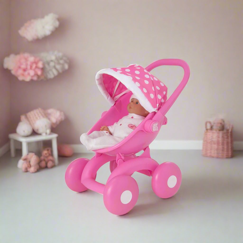 Dolly Tots My First 4 in 1 Dolls Pram - Multi-Functional Toy Pram, Stroller, Carrycot, and Seat for Dolls