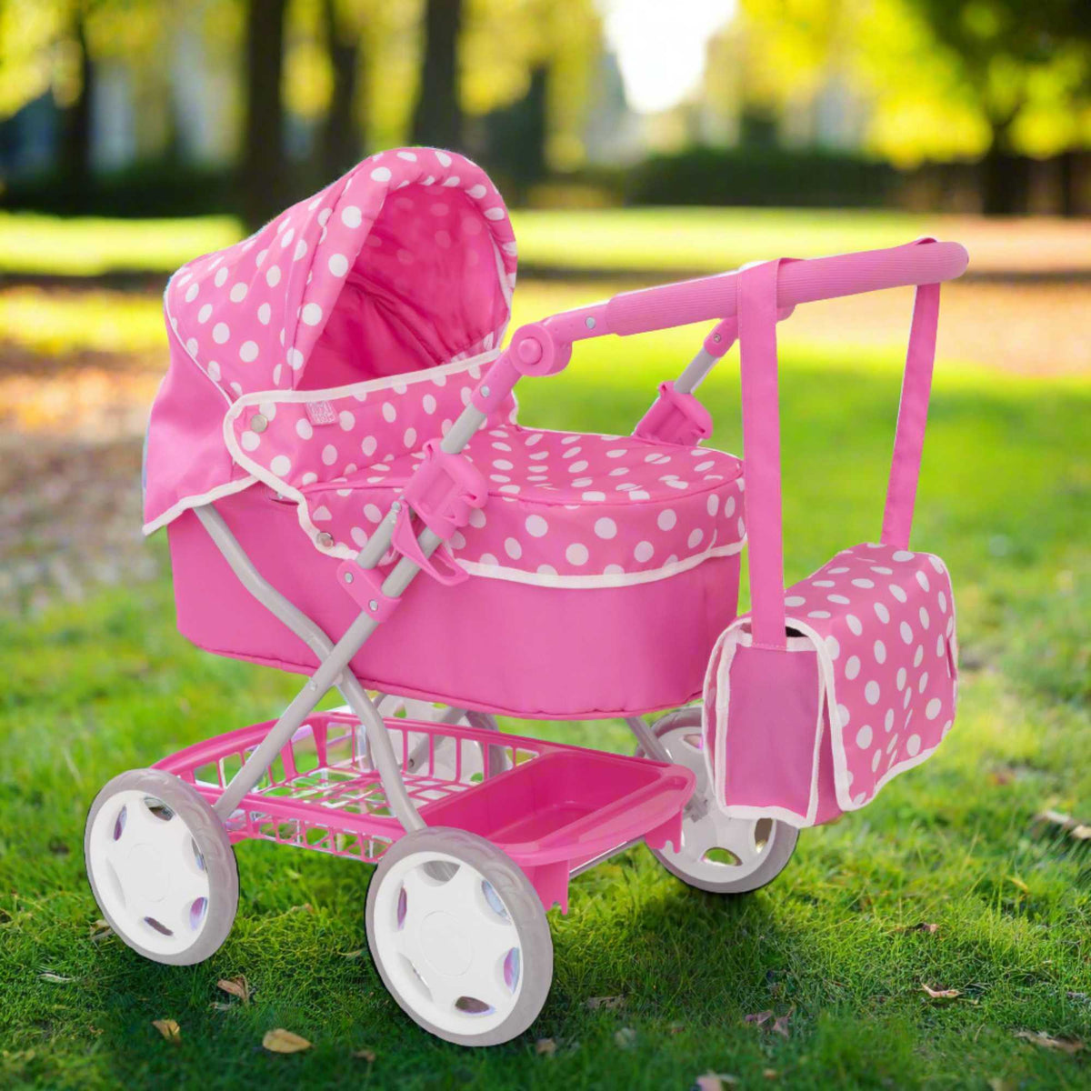 Dolly Tots Junior Dolls Pram - Stylish and Durable Toy Pram for Dolls with Adjustable Handle