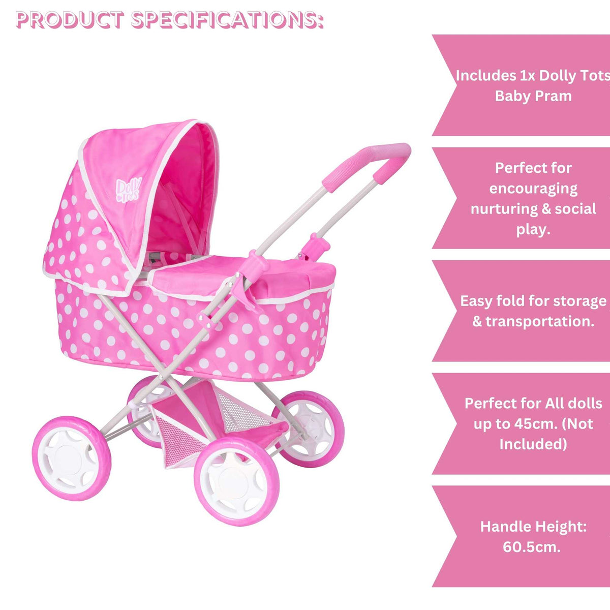 Dolly Tots Baby Dolls Pram Prams
