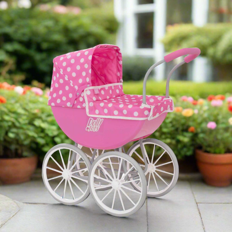 Dolly Tots My First Carriage Dolls Pram - Charming and Durable Toy Pram for Dolls, Perfect for Young Children