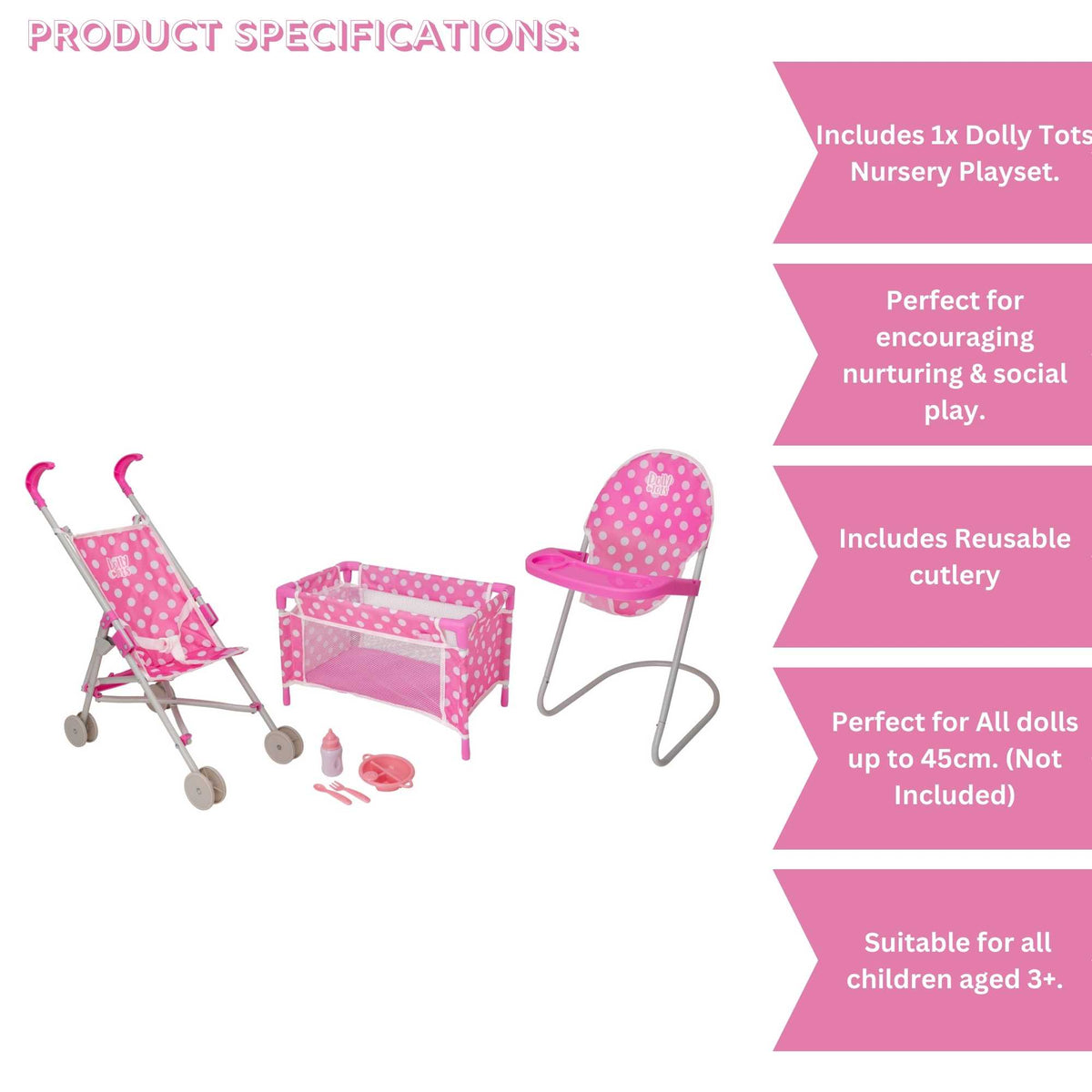 Dolly Tots Nursery Dolls Playset Dolls Accessories
