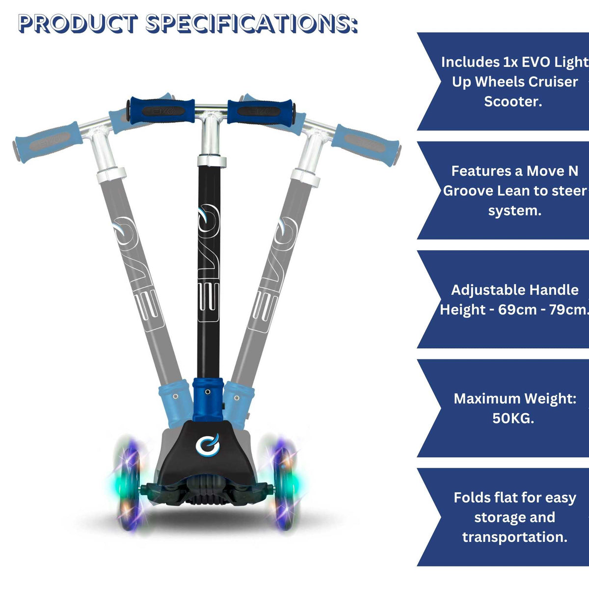EVO Light Up Cruiser Scooter - Blue Scooters