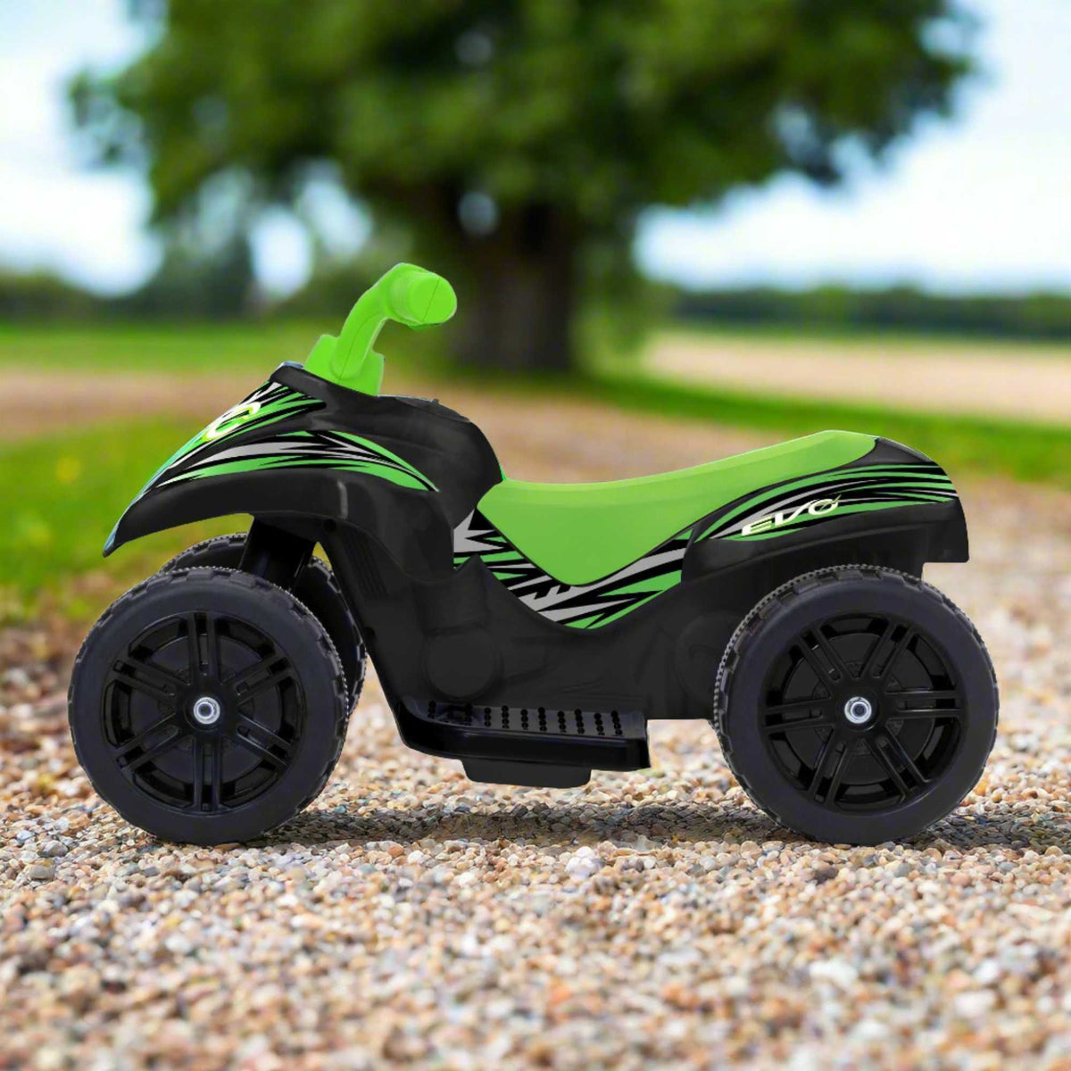 EVO 6V Venom Quad Electric Ride-On with vibrant design, sturdy four-wheel construction, and easy-to-use controls, perfect for exciting and safe outdoor adventures for kids. 