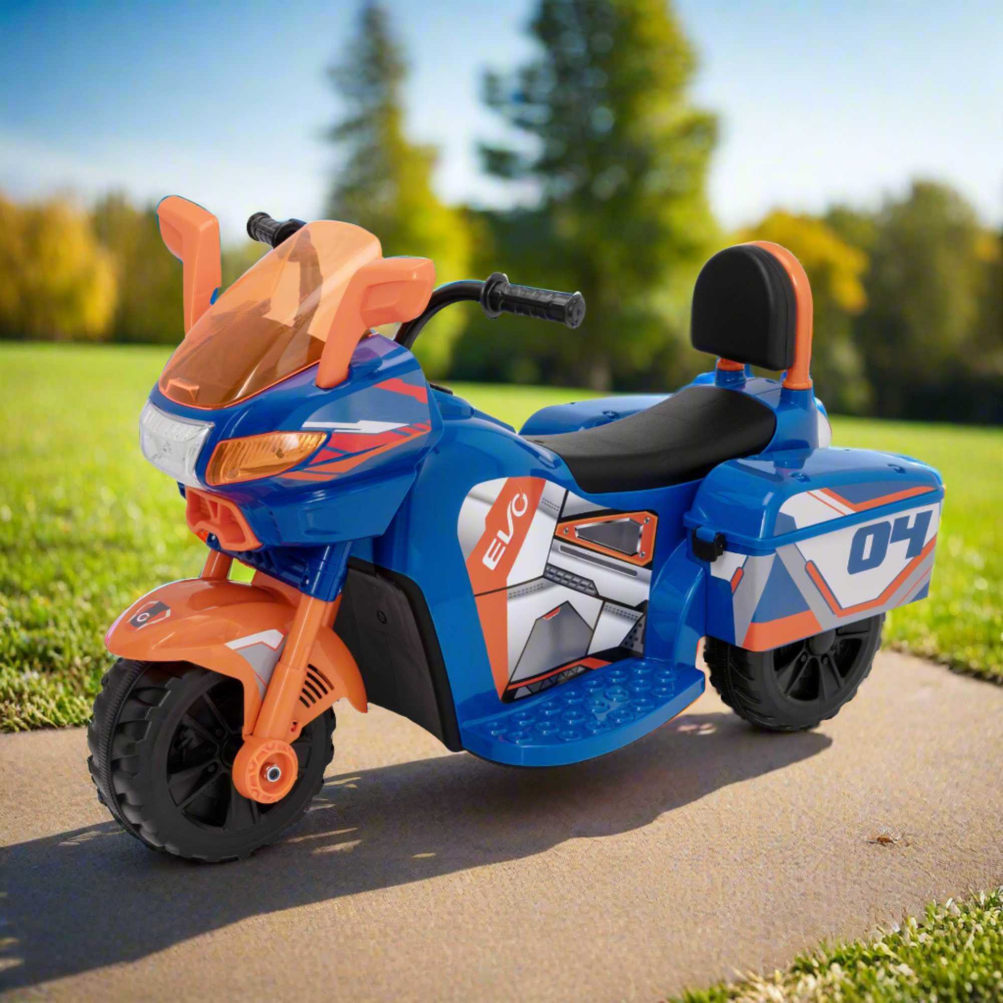 Evo 6V Kids Electric Ride On Blue Zoom Sports Bike