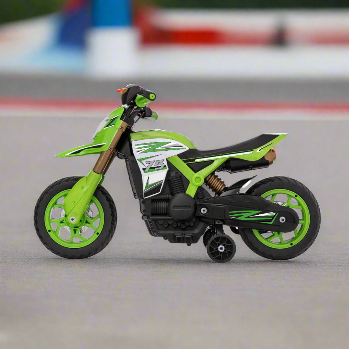 Green EVO 6V Kids Electric Ride-On Venom Rally Bike – Fun and stylish battery-powered motorbike with realistic design, sturdy wheels, and safe ride for young adventurers.