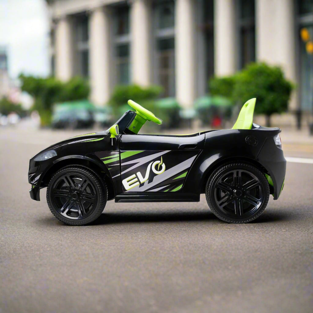 Green EVO 6V Kids Electric Ride-On Venom Sports Car – Stylish battery-powered toy car with realistic design, working lights, and smooth ride for young drivers.