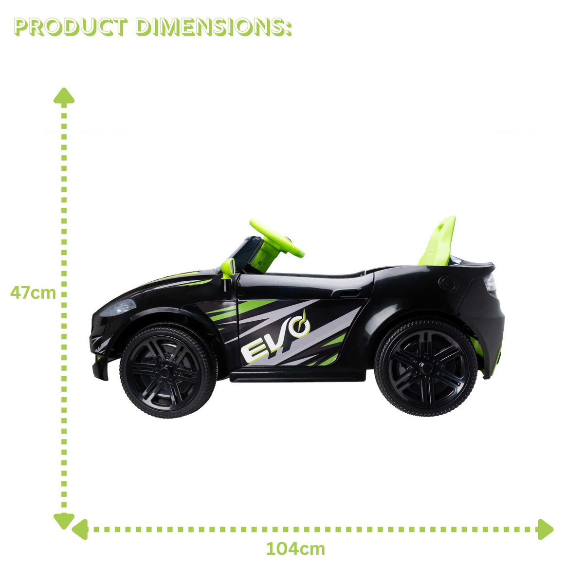 Green EVO 6V Kids Electric Ride-On Venom Sports Car – Stylish battery-powered toy car with realistic design, working lights, and smooth ride for young drivers.