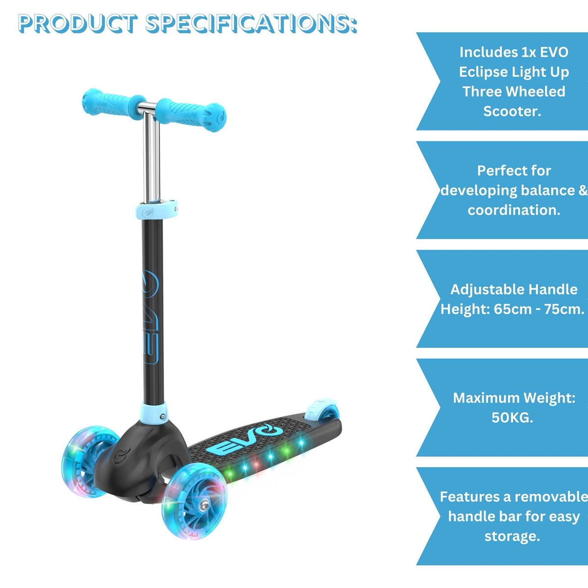 EVO Eclipse Light Up Scooter - Blue Scooters