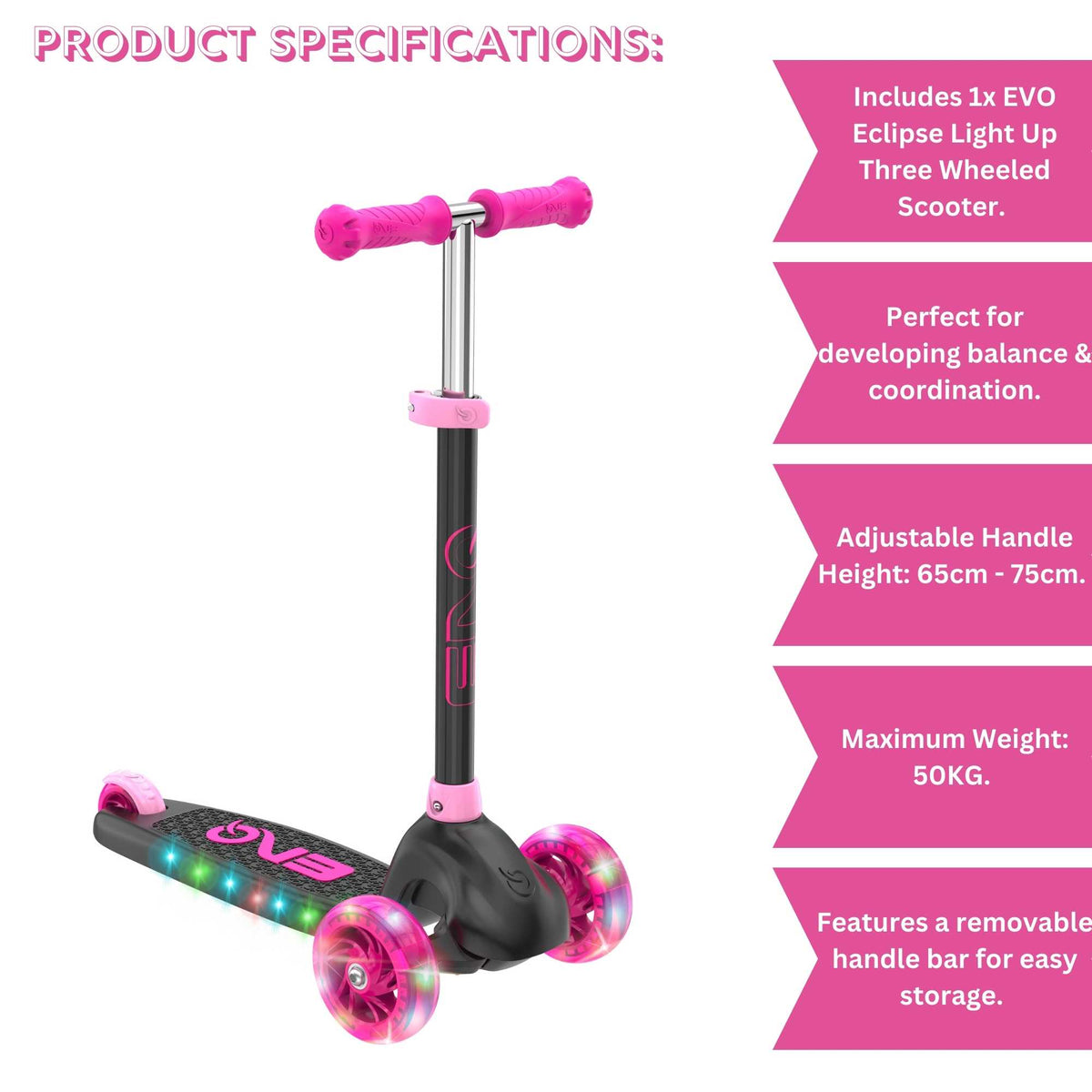 EVO Eclipse Light Up Scooter - Pink Scooters
