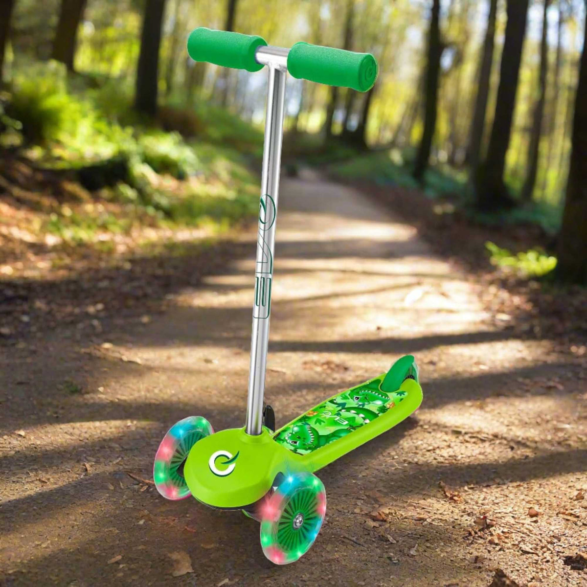 EVO Light Up Move N Groove Scooter for Ages 2 and Up with Lean-to-Steer System and LED Wheels, perfect for young children’s outdoor adventures.