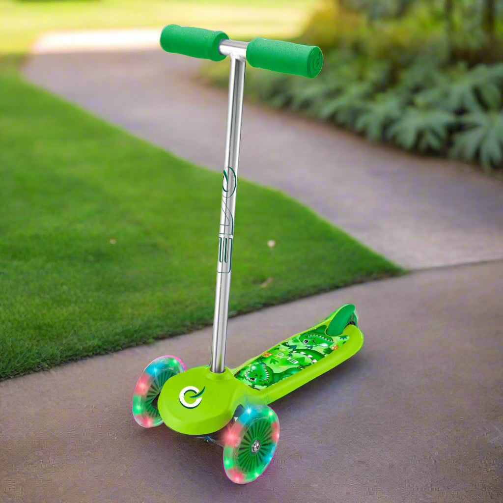 EVO Light Up Move N Groove Scooter for Ages 2 and Up with Lean-to-Steer System and LED Wheels, perfect for young children’s outdoor adventures.