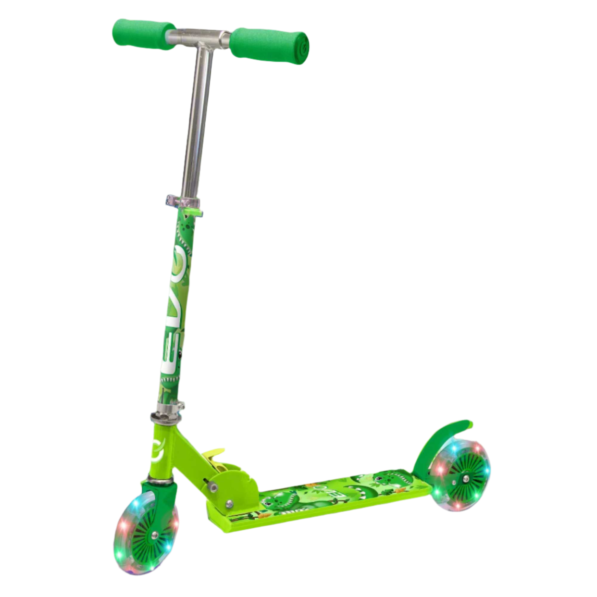 EVO Children's Light Up Inline Scooter for Kids Ages 5 and Up with LED Wheels and Adjustable Handlebar, perfect for enhancing motor skills and outdoor fun.
