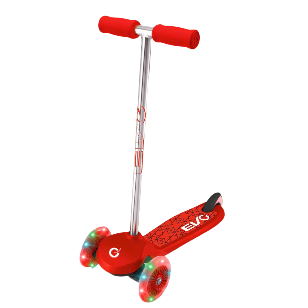 EVO Light Up Move N Groove Scooter for Ages 2 and Up with Lean-to-Steer System and LED Wheels, perfect for young children’s outdoor adventures.