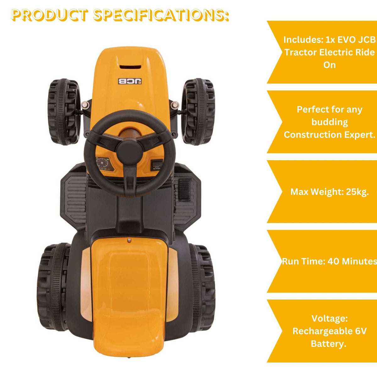 JCB Battery Operated Tractor Ride-On Electric Riding Vehicles