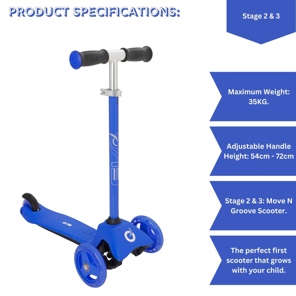EVO 3 in 1 Cruiser Toddler Ride On &amp; Scooter - Blue Scooters