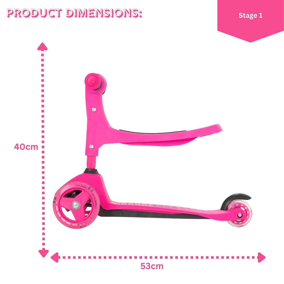 Evo 3 in 1 Cruiser Toddler Ride On &amp; Scooter - Pink Scooters