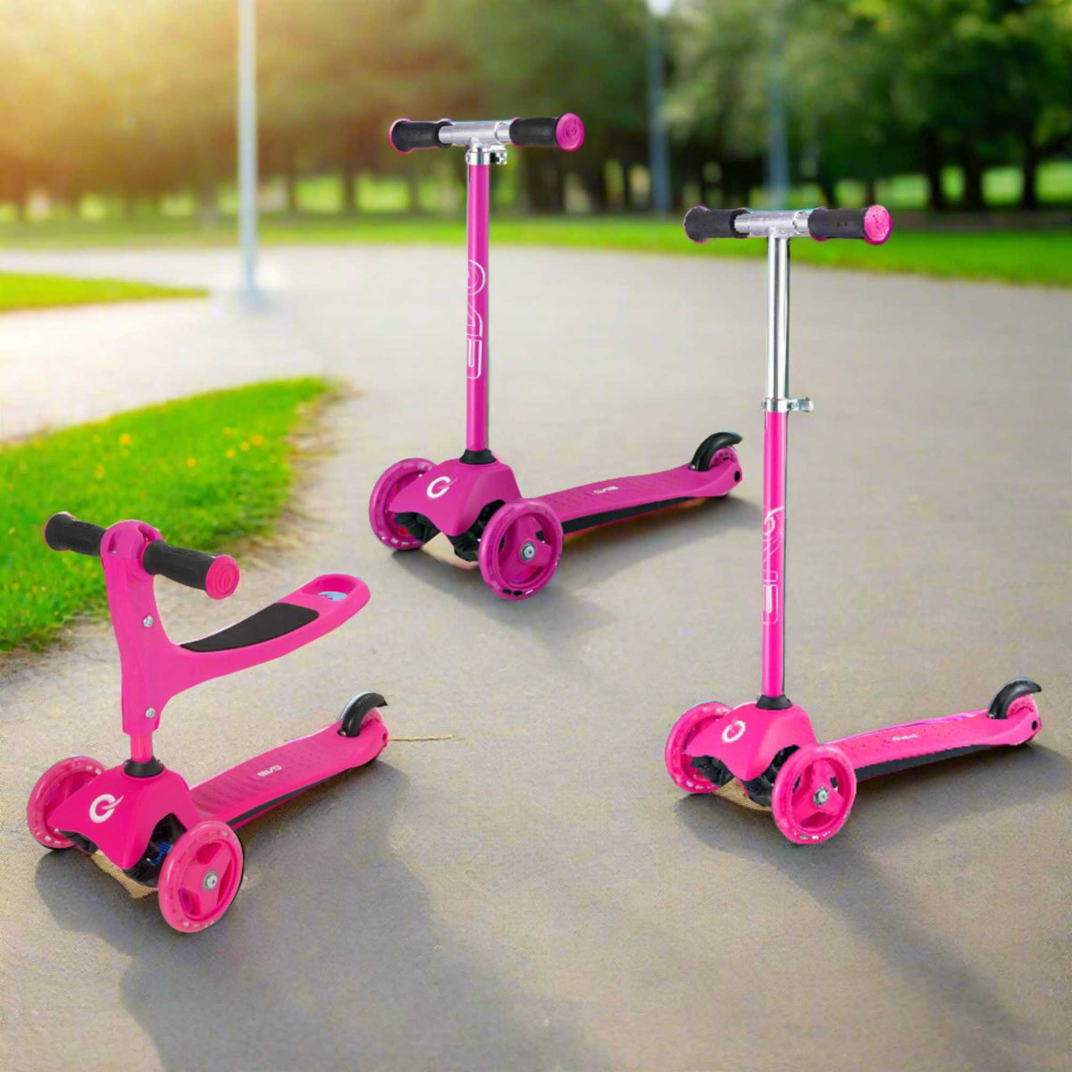 Evo 3 in 1 Cruiser Toddler Ride On &amp; Scooter - Pink Scooters