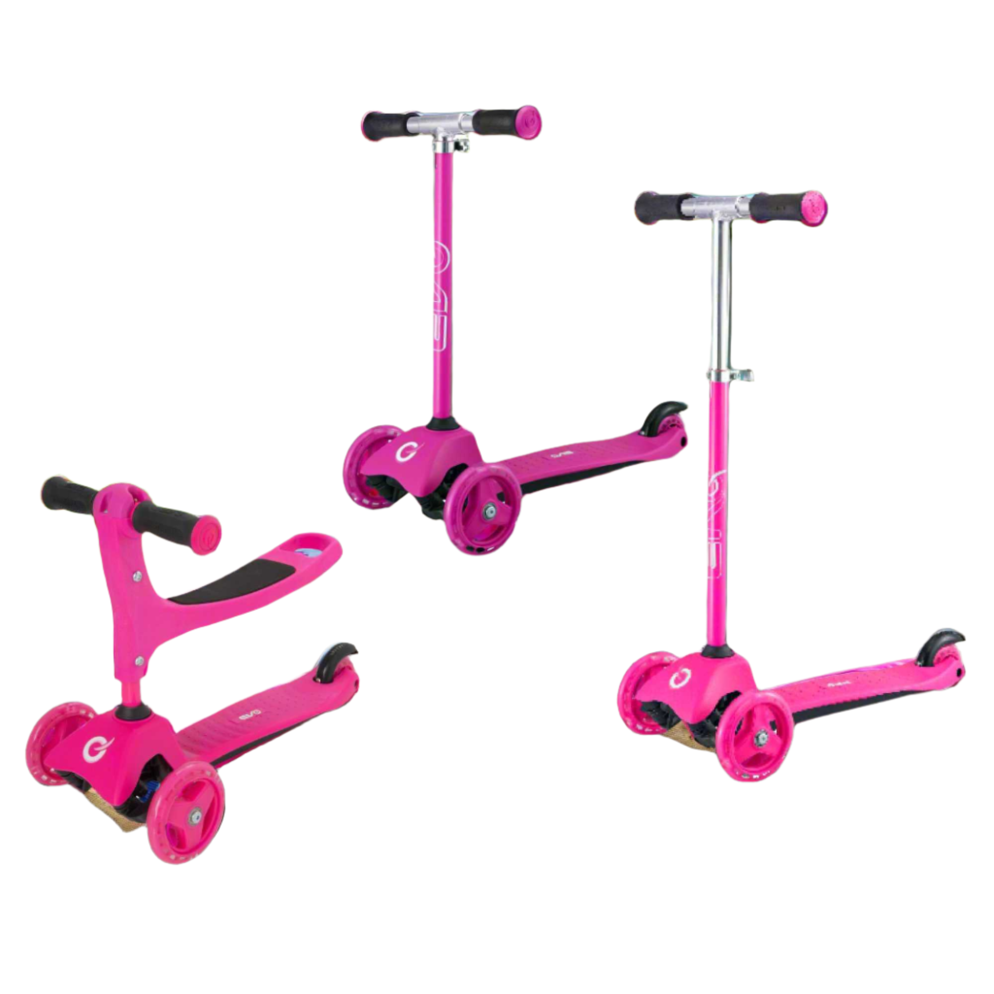 Children's EVO 3-in-1 Cruiser for ages 1+ in vibrant colors, offering adjustable features for growing kids, perfect for enhancing motor skills and outdoor fun.