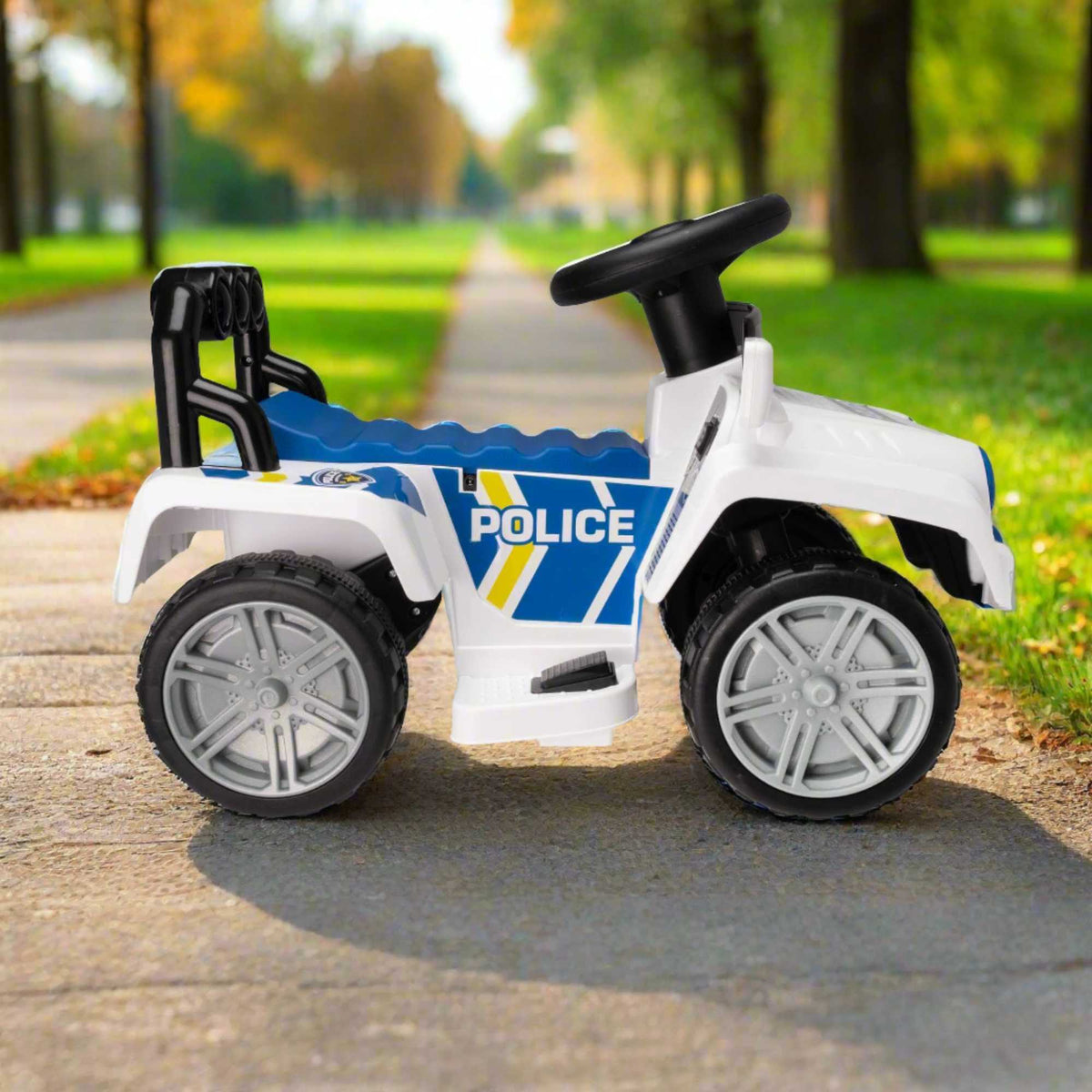 EVO Electric Ride-On Police 4x4 Truck – Realistic battery-powered police vehicle with flashing lights, siren sounds, and rugged wheels for exciting kids&#39; adventures.