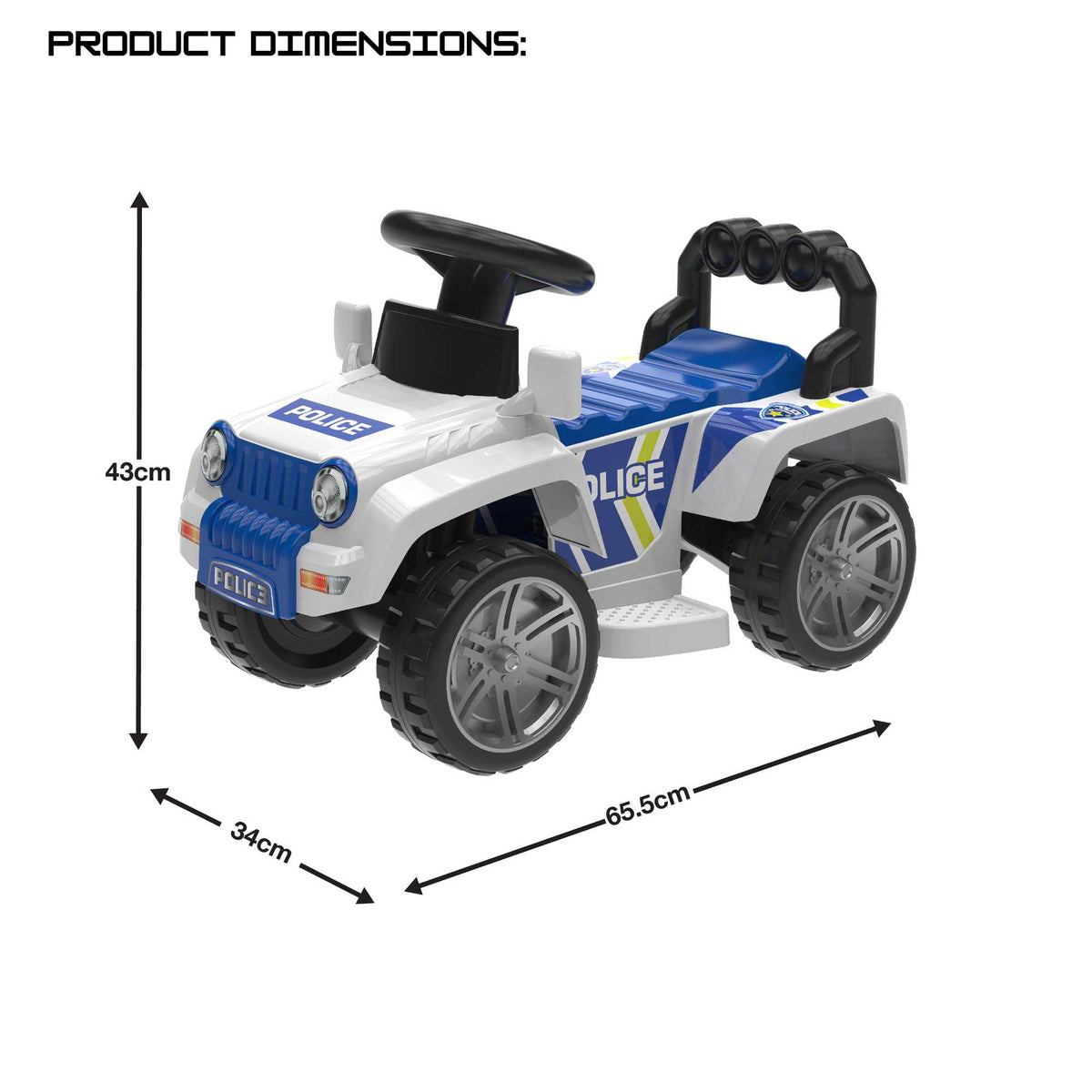 Image of the EVO Children&#39;s Electric Ride-On 4x4 Police Truck Toy.