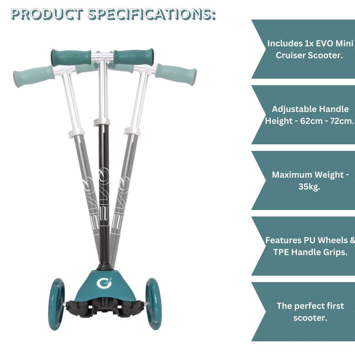 EVO Light Up Mini Cruiser Scooter  -  Green Scooters