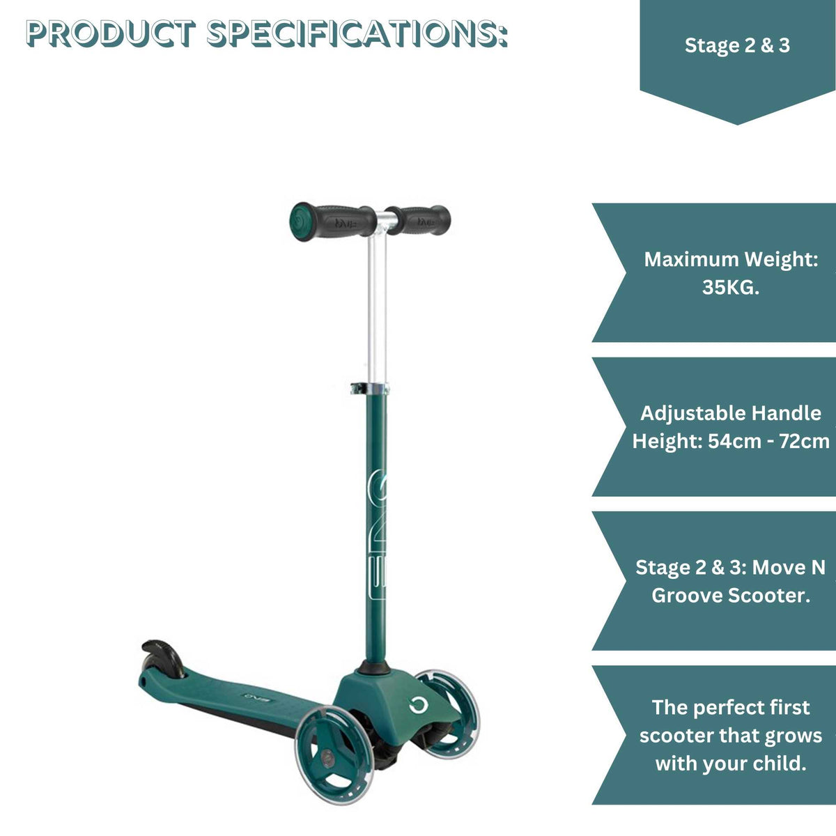 Evo 3 in 1 Cruiser Toddler Ride On &amp; Scooter - Green Scooters