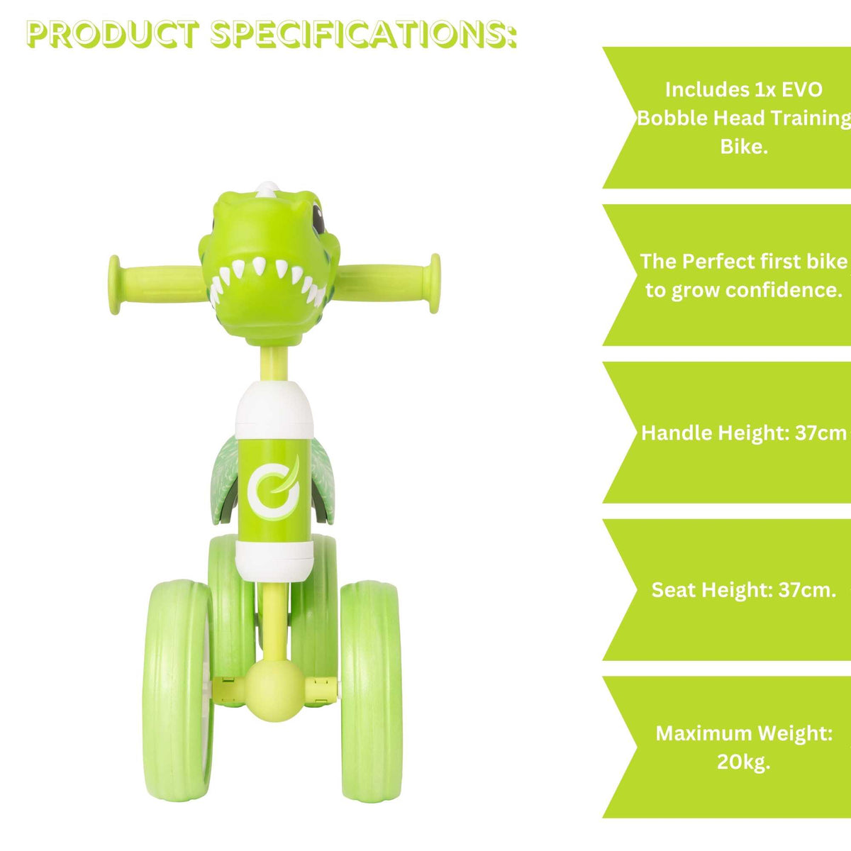 EVO Bobble Head Training Bike - Dinosaur Bobble Bike