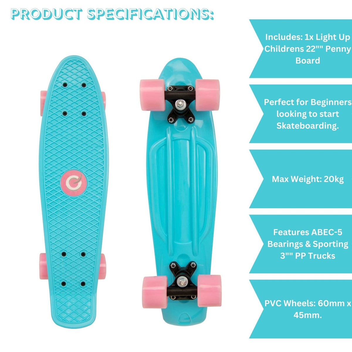 EVO Light-Up Penny Board - Blue &amp; Pink Skateboards