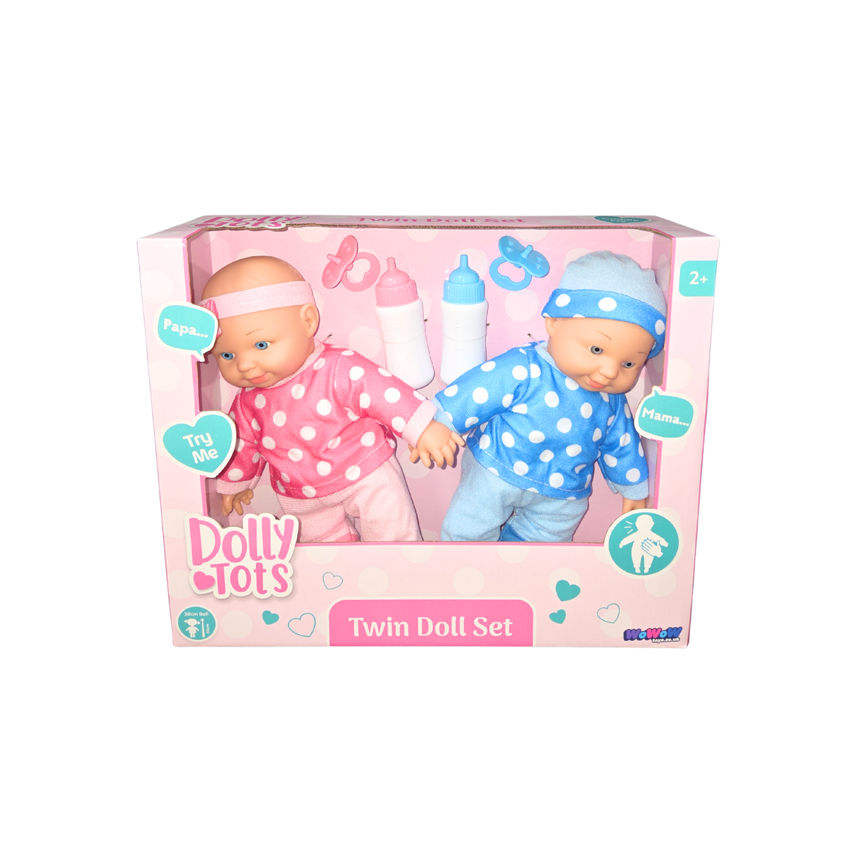 Dolly Tots Twin 30cm Dolls Playset - Soft Bodied Talking Dolls