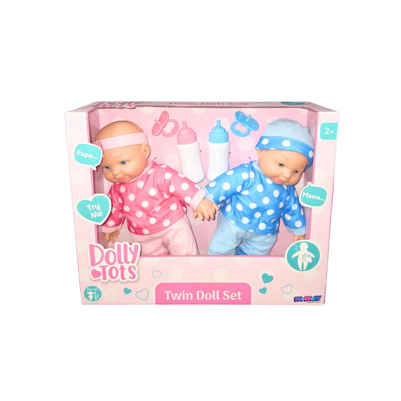 Dolly Tots Twin 30cm Dolls Playset - Soft Bodied Talking Dolls
