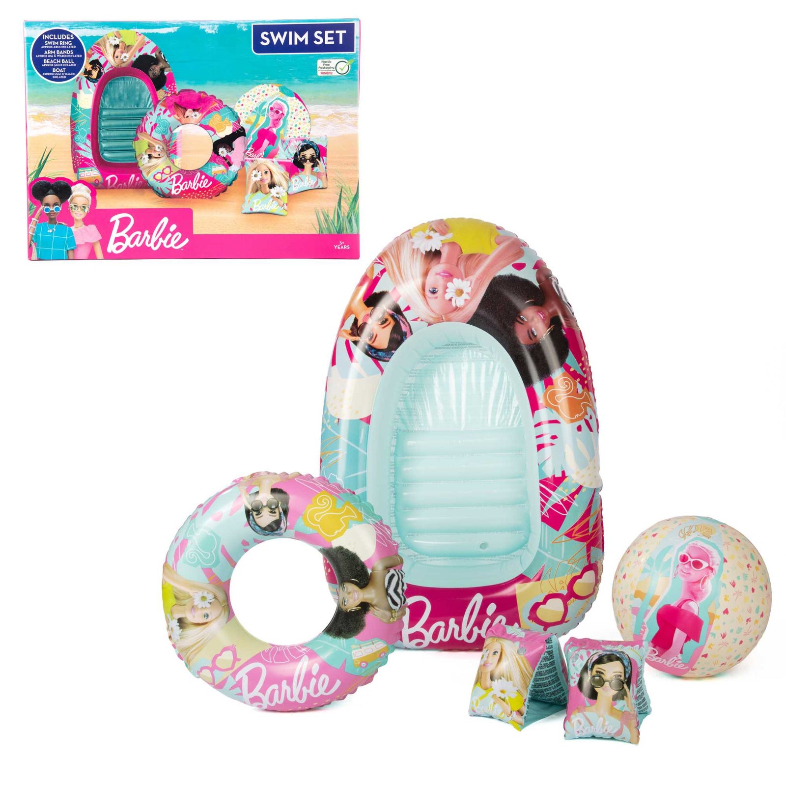 Barbie Swim Pack - Swim Ring, Armbands, Beach Ball & Boat